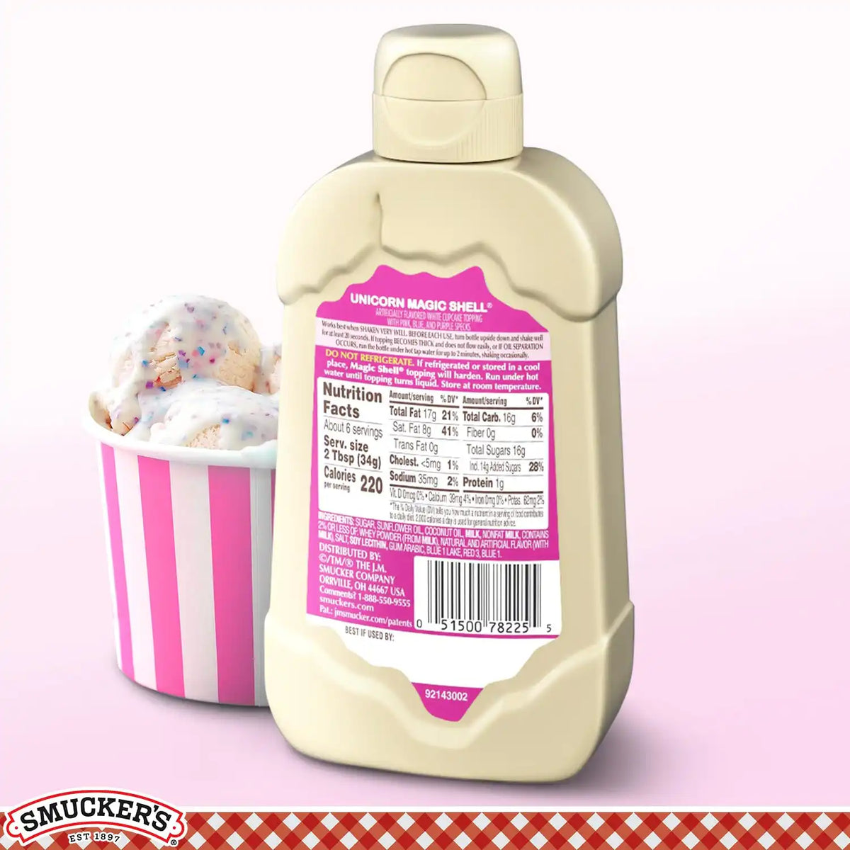 Smuckers Unicorn Magic Shell Smucker`s Topping Freezes In Seconds (1) 7.25 oz Bottle