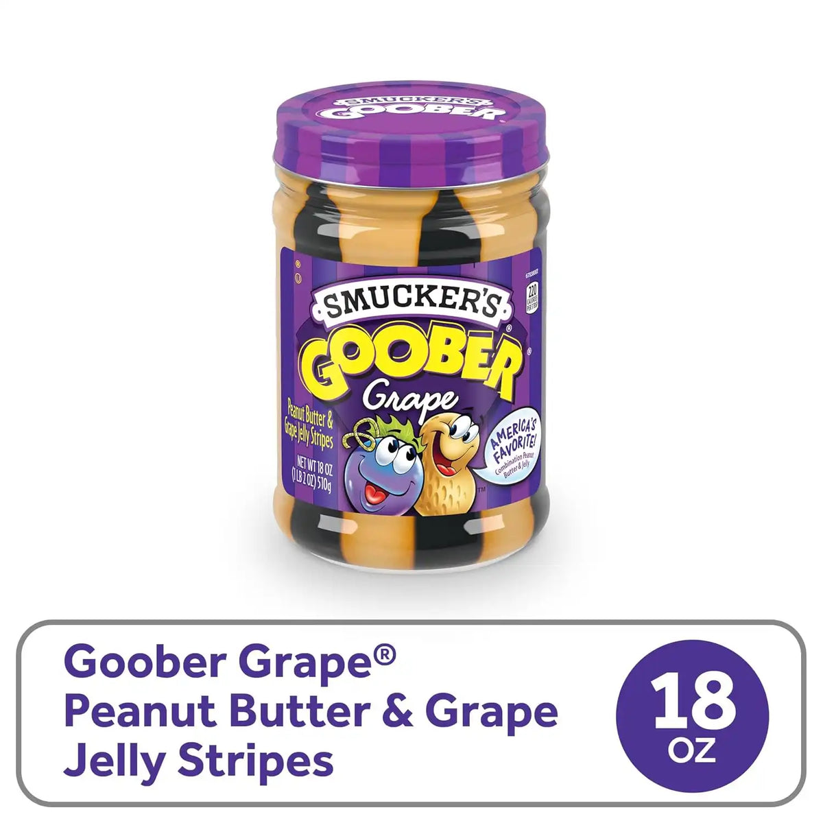 Smucker's Goober Peanut Butter & Grape Jelly Stripes, 18 Ounces