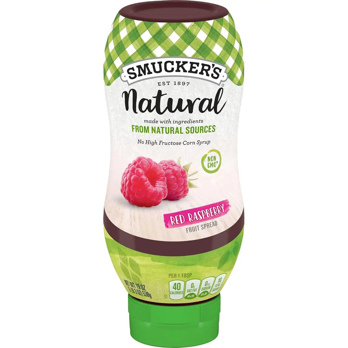 Smucker's Natural Red Raspberry, 19 oz Squeeze Bottle (Pack of 12)