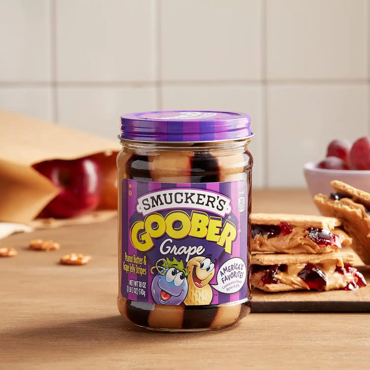 Smucker's Goober Peanut Butter & Grape Jelly Stripes, 18 Ounces