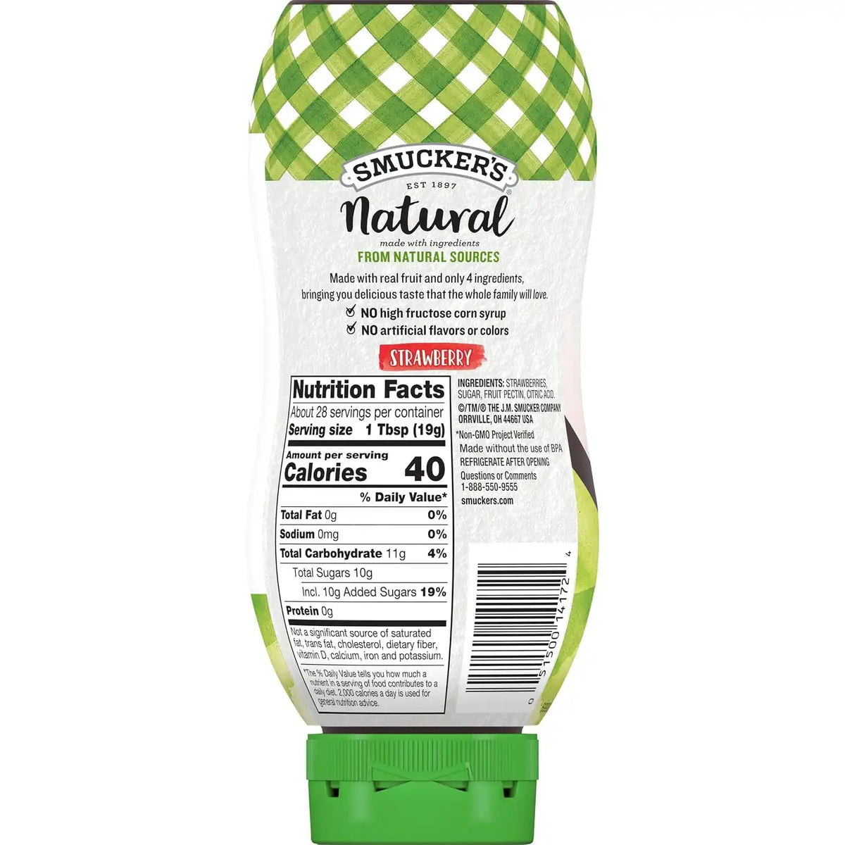 Smucker's Natural Strawberry, 19 oz Squeeze Bottle (Pack of 12)