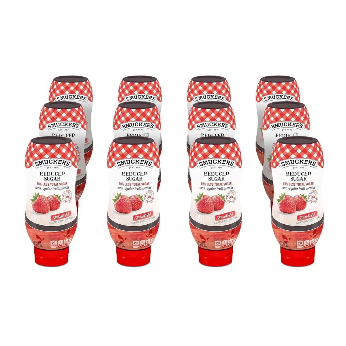 Smucker's Squeezable Reduced Sugar Strawberry Fruit Spread, 12 Bottles