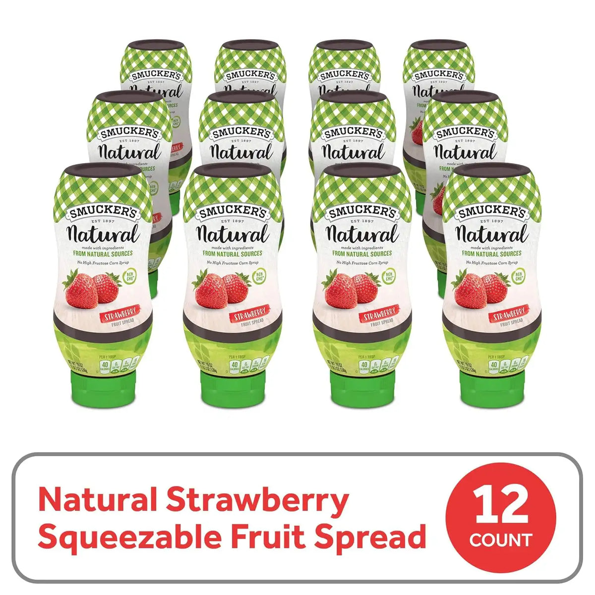 Smucker's Natural Strawberry, 19 oz Squeeze Bottle (Pack of 12)