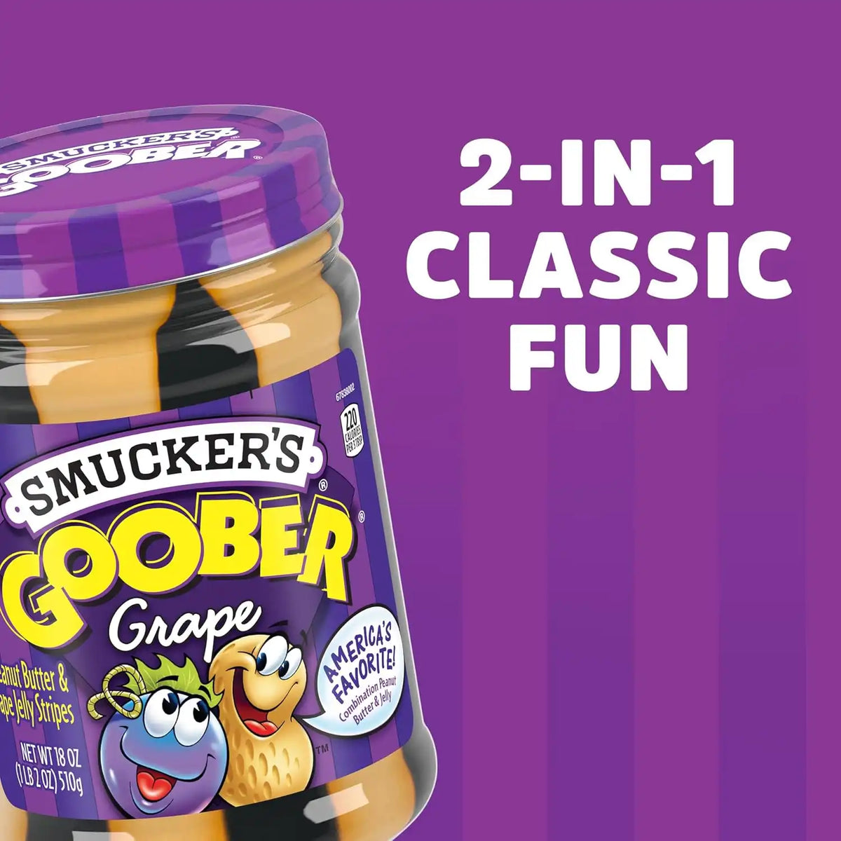 Smucker's Goober Peanut Butter & Grape Jelly Stripes, 18 Ounces