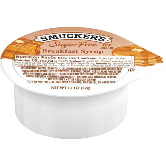 Smucker's Sugar Free Breakfast Syrup, 1.1 oz Plastic Portion Control Cup, 100 Count Case