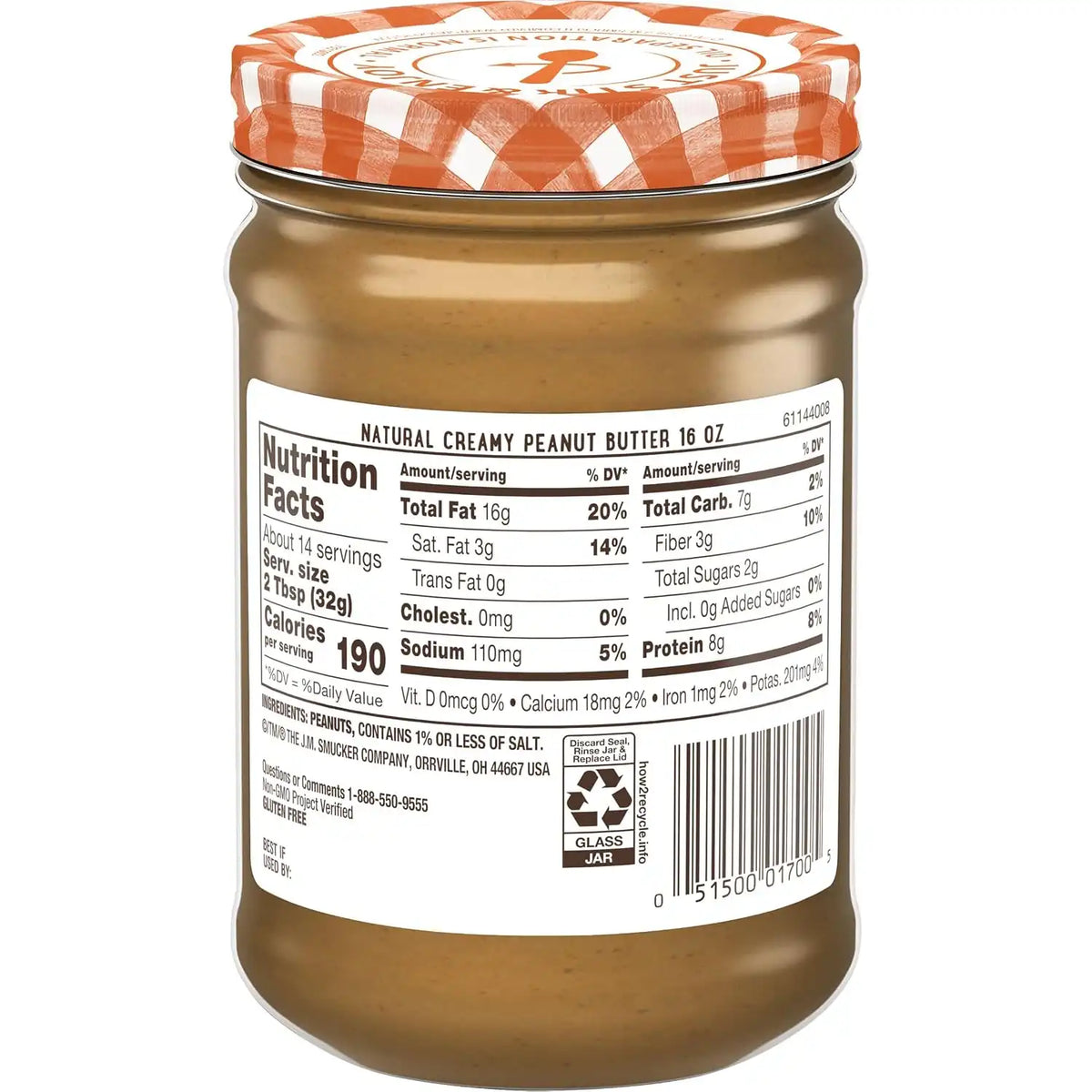 Smucker’s Natural Creamy Peanut Butter, 16 Oz. Jar
